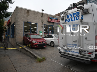 One person is being killed and one person is being injured in a stabbing inside a laundromat in Bronx, New York, United States, on August 8,...