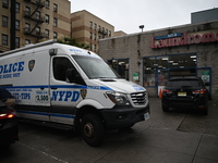 One person is being killed and one person is being injured in a stabbing inside a laundromat in Bronx, New York, United States, on August 8,...