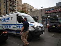 One person is being killed and one person is being injured in a stabbing inside a laundromat in Bronx, New York, United States, on August 8,...