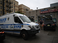 One person is being killed and one person is being injured in a stabbing inside a laundromat in Bronx, New York, United States, on August 8,...