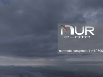 Clouds Hover Over The Mountains During The Monsoon Rain Season In Ajmer, India On 08 August 2024.(