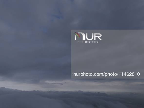 Clouds Hover Over The Mountains During The Monsoon Rain Season In Ajmer, India On 08 August 2024.