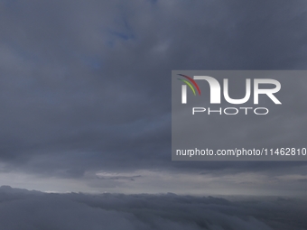 Clouds Hover Over The Mountains During The Monsoon Rain Season In Ajmer, India On 08 August 2024.(