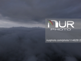 Clouds Hover Over The Mountains During The Monsoon Rain Season In Ajmer, India On 08 August 2024.(