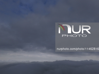 Clouds Hover Over The Mountains During The Monsoon Rain Season In Ajmer, India On 08 August 2024.(