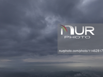 Clouds Hover Over The Mountains During The Monsoon Rain Season In Ajmer, India On 08 August 2024.(