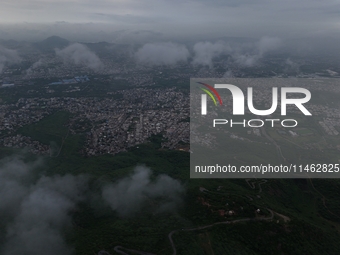 Clouds Hover Over The Mountains During The Monsoon Rain Season In Ajmer, India On 08 August 2024.(