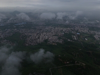 Clouds Hover Over The Mountains During The Monsoon Rain Season In Ajmer, India On 08 August 2024.(