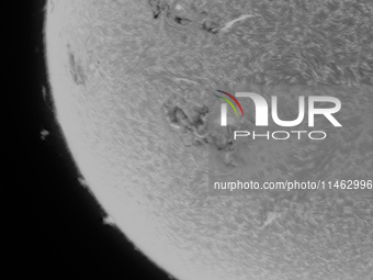 (EDITOR'S NOTE: This image was captured with an H-Alpha solar telescope and is the result of stacking the best 20% of frames. The final stac...