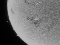 (EDITOR'S NOTE: This image was captured with an H-Alpha solar telescope and is the result of stacking the best 20% of frames. The final stac...