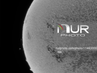 (EDITOR'S NOTE: This image was captured with an H-Alpha solar telescope and is the result of stacking the best 20% of frames. The final stac...