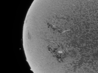 (EDITOR'S NOTE: This image was captured with an H-Alpha solar telescope and is the result of stacking the best 20% of frames. The final stac...