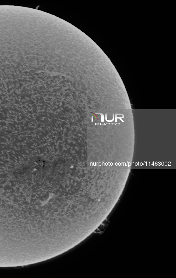 (EDITOR'S NOTE: This image was captured with an H-Alpha solar telescope and is the result of stacking the best 20% of frames. The final stac...