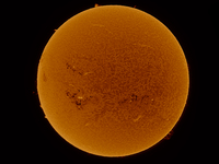 (EDITOR'S NOTE: This image was captured with an H-Alpha solar telescope and is the result of stacking the best 20% of frames. The final stac...