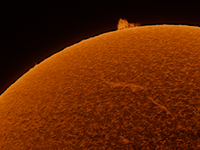 (EDITOR'S NOTE: This image was captured with an H-Alpha solar telescope and is the result of stacking the best 20% of frames. The final stac...