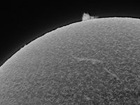 (EDITOR'S NOTE: This image was captured with an H-Alpha solar telescope and is the result of stacking the best 20% of frames. The final stac...