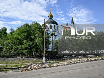 The Church of the Nativity of the Blessed Virgin Mary is lying in ruins after the Russian shelling on July 8 in Novoekonomichne, Donetsk reg...