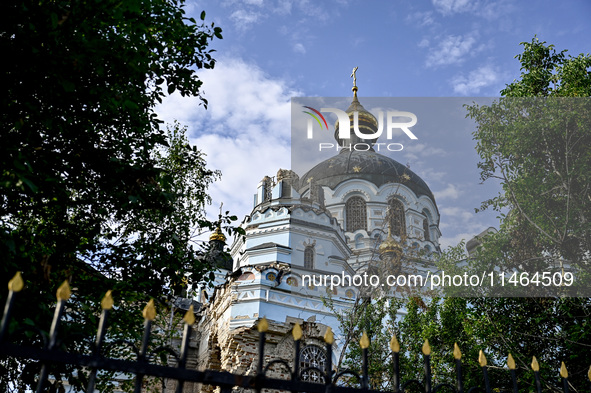 The Church of the Nativity of the Blessed Virgin Mary is lying in ruins after the Russian shelling on July 8 in Novoekonomichne, Donetsk reg...