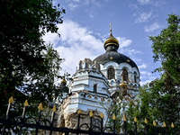 The Church of the Nativity of the Blessed Virgin Mary is lying in ruins after the Russian shelling on July 8 in Novoekonomichne, Donetsk reg...