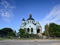 The Church of the Nativity of the Blessed Virgin Mary is lying in ruins after the Russian shelling on July 8 in Novoekonomichne, Donetsk reg...