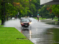 Roads along the Potomac River in Washington, D.C., were flooded due to Tropical Storm Debby on August 9, 2024 (