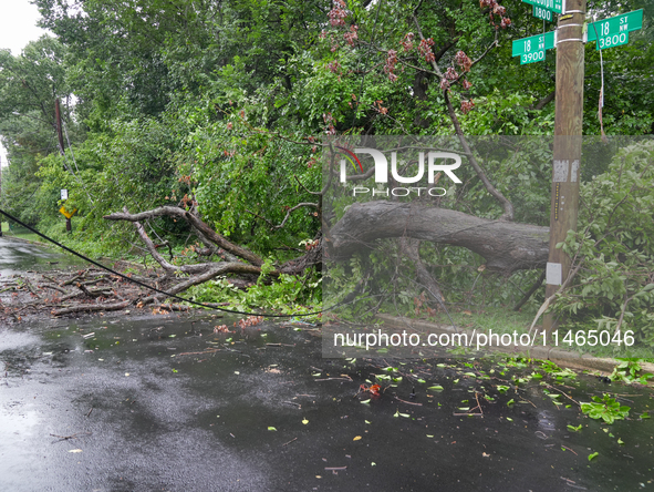 Roads along the Potomac River in Washington, D.C., were flooded due to Tropical Storm Debby on August 9, 2024 