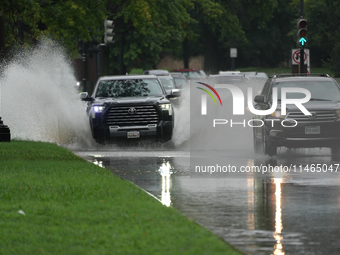 Roads along the Potomac River in Washington, D.C., were flooded due to Tropical Storm Debby on August 9, 2024 (