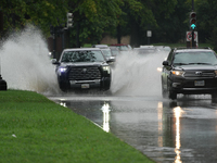 Roads along the Potomac River in Washington, D.C., were flooded due to Tropical Storm Debby on August 9, 2024 (