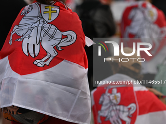 KRAKOW, POLAND - AUGUST 9:
Members of the Belarusian diaspora gather at Krakow's Market Square for the Day of Solidarity with Belarus rally,...