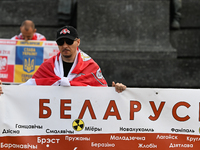 KRAKOW, POLAND - AUGUST 9:
Members of the Belarusian diaspora gather at Krakow's Market Square for the Day of Solidarity with Belarus rally,...