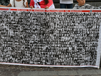 KRAKOW, POLAND - AUGUST 9:
Members of the Belarusian diaspora gather at Krakow's Market Square for the Day of Solidarity with Belarus rally,...