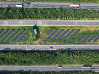 A sub-belt photovoltaic power station is being shown in the G5011 Wuhu-Hefei Expressway test tunnel in Chaohu, China, on August 9, 2024. (