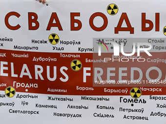 KRAKOW, POLAND - AUGUST 9:
Members of the Belarusian diaspora gather at Krakow's Market Square for the Day of Solidarity with Belarus rally,...