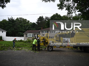 A large tree is uprooting and causing major damage to a home on Wynetta Place during severe weather impacting the northeastern United States...