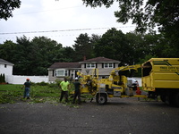 A large tree is uprooting and causing major damage to a home on Wynetta Place during severe weather impacting the northeastern United States...