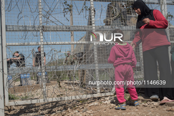 Refuge in front of the border of Macedonia on April 6, 2016.. A plan to send back migrants from Greece to Turkey sparked demonstrations by l...