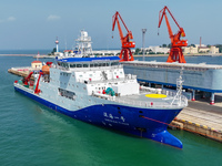 The Deep-sea No. 1 ocean research ship is about to leave in Qingdao, China, on August 11, 2024. (