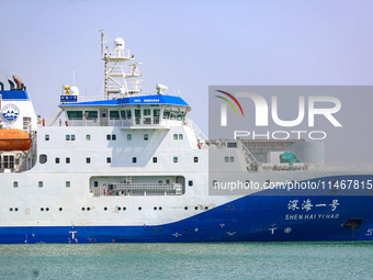 The Deep-sea No. 1 ocean research ship is about to leave in Qingdao, China, on August 11, 2024. (