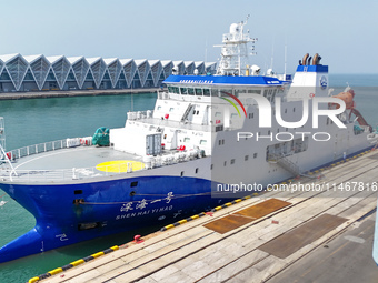 The Deep-sea No. 1 ocean research ship is about to leave in Qingdao, China, on August 11, 2024. (