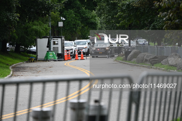 A male is being stabbed in the torso at Randall's Island Migrant Shelter in Manhattan, New York, United States, on August 11, 2024. At appro...