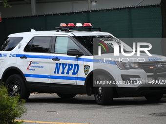 A male is being stabbed in the torso at Randall's Island Migrant Shelter in Manhattan, New York, United States, on August 11, 2024. At appro...