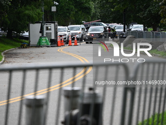 A male is being stabbed in the torso at Randall's Island Migrant Shelter in Manhattan, New York, United States, on August 11, 2024. At appro...