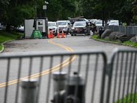 A male is being stabbed in the torso at Randall's Island Migrant Shelter in Manhattan, New York, United States, on August 11, 2024. At appro...