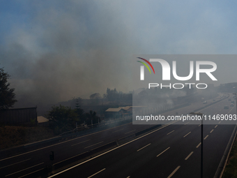 A fire is breaking out in Naples, Italy, on Sunday, in the Capodichino Airport area. The cloud of smoke is invading the A56 at the height of...