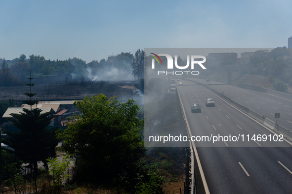 A fire is breaking out in Naples, Italy, on Sunday, in the Capodichino Airport area. The cloud of smoke is invading the A56 at the height of...