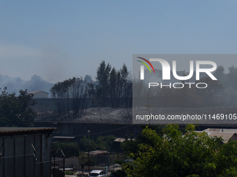 A fire is breaking out in Naples, Italy, on Sunday, in the Capodichino Airport area. The cloud of smoke is invading the A56 at the height of...