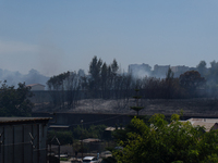 A fire is breaking out in Naples, Italy, on Sunday, in the Capodichino Airport area. The cloud of smoke is invading the A56 at the height of...