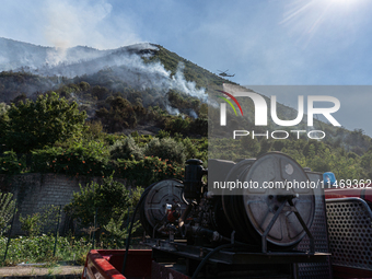 A large forest fire is breaking out on Sunday afternoon on Monte Pendolo, between the municipalities of Gragnano and Pimonte in the Naples a...