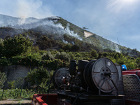 A large forest fire is breaking out on Sunday afternoon on Monte Pendolo, between the municipalities of Gragnano and Pimonte in the Naples a...