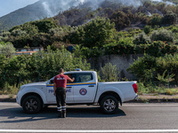 A large forest fire is breaking out on Sunday afternoon on Monte Pendolo, between the municipalities of Gragnano and Pimonte in the Naples a...